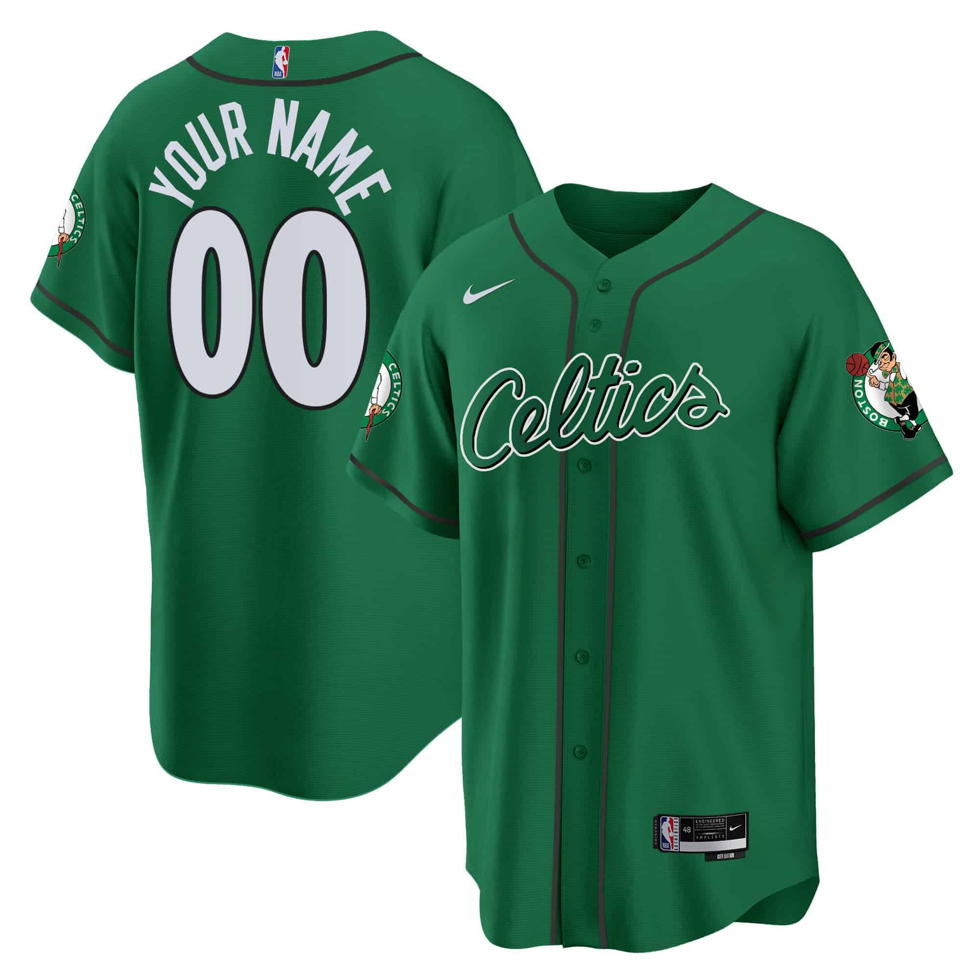 Men Boston Celtics Green 2024 Nike Baseball Custom NBA Jersey style 5->customized nba jersey->Custom Jersey